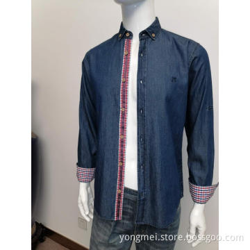 Mens denim long sleeve shirt in autumn